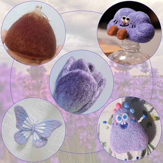 WONVOC Needle Felting Wool 80g, Wool Roving, 8 Colors, - Image 6