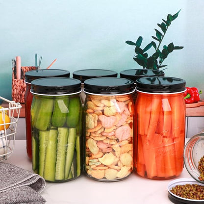 QAPPDA Wide Mouth Mason Jars 32 oz 12 Pack, Large Glass Jars Canning Jar - Image 4