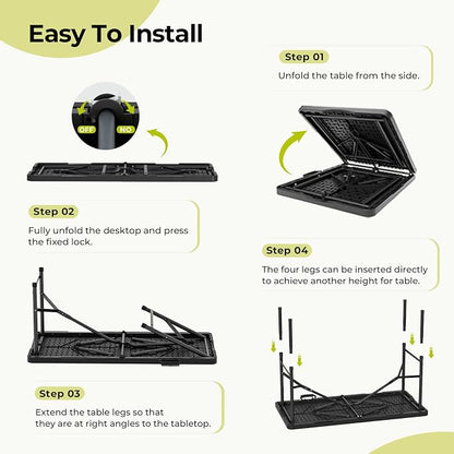 4Ft Folding Table Adjustable Height Portable Folding Tables Heavy Duty 400 lbs - Image 6
