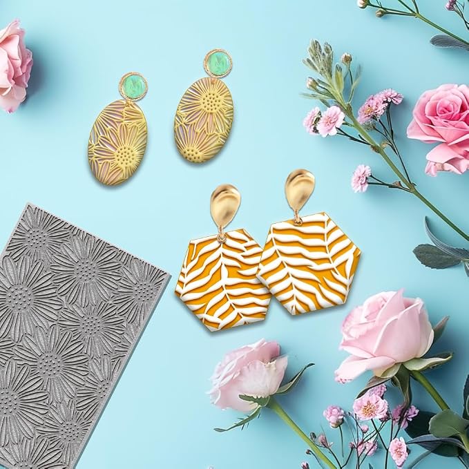 4PCS Polymer Clay Flowers Leaves Texture Sheets Set - Image 5