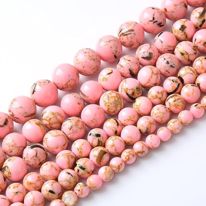 36PCS 10MM Natural Pink Shell Turquoise Beads - Image 2