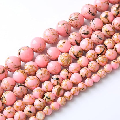 36PCS 10MM Natural Pink Shell Turquoise Beads - Image 2