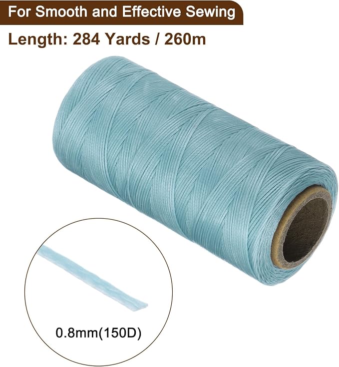 uxcell Leather Sewing Waxed Thread, 284 Yards / 260m 0.8mm 150D Flat Polyester - Image 2