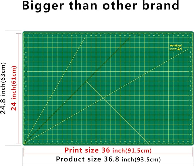 WORKLION 24" x 36" Large Self Healing PVC Cutting Mat, Double Sided, Gridded - Image 2