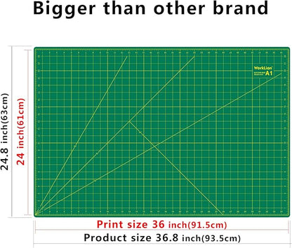 WORKLION 24" x 36" Large Self Healing PVC Cutting Mat, Double Sided, Gridded - Image 2