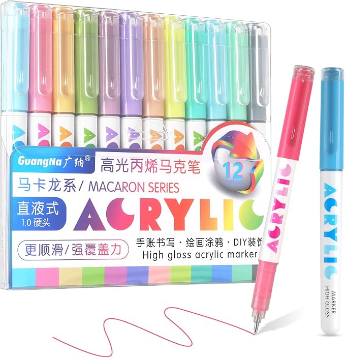 kander Direct Liquid Highlighter Acrylic Marker, 12 Colors Gel Pens by Unknown