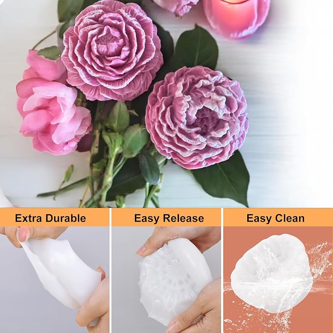 4pcs Large Flower Silicone Candle Molds, Reusable 3D Mold - Image 5