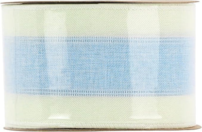 MEEDEE Blue and White Stripe Ribbon Wired Ribbon 2.5 Inch Light Blue Burlap - Image 9