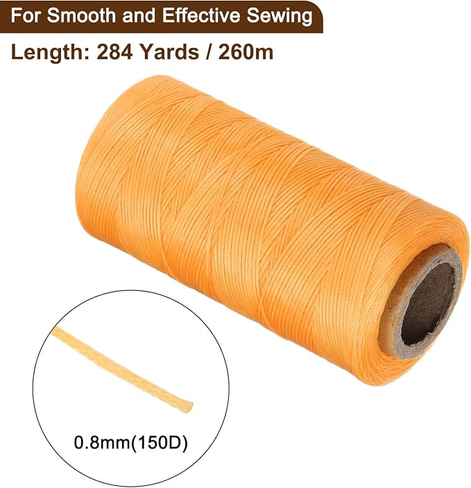 uxcell Leather Sewing Waxed Thread, 284 Yards / 260m 0.8mm 150D Flat Polyester - Image 2