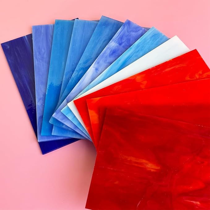 ILLUCKAI 12 Sheets Red+Blue Stained Glass Sheets, 6 x 4 inch Stained Glass - Image 2