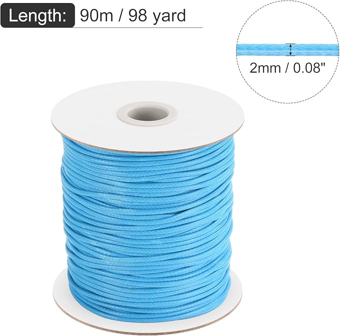 MECCANIXITY Waxed Cord 2mm Waxed Polyester Cord 98 Yard Wax String - Image 2