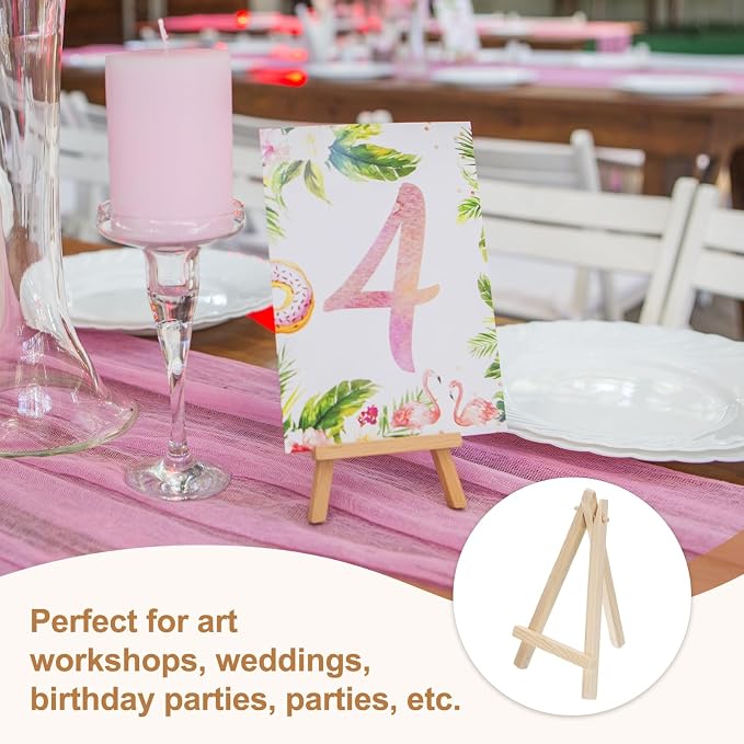 MECCANIXITY Mini Wood Display Easels, 5.9"x3.1"A-Frame Painting Tabletop Easels - Image 6