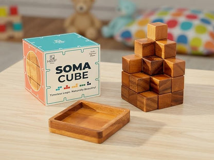 BSIRI Soma Puzzle Cube Wooden Toy Brain Teaser Desk Board Games Adults Master - Image 8
