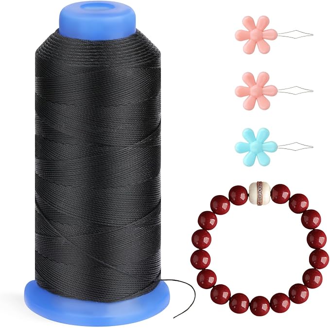 0.55mm Beading Threads, 490 Yards Round Waxed Threads Bracelet Beading Cords by SOCNITC