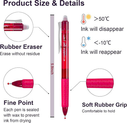 Erasable Gel Pens, 26 Colors Retractable Erasable Pens Clicker, Fine Point - Image 3