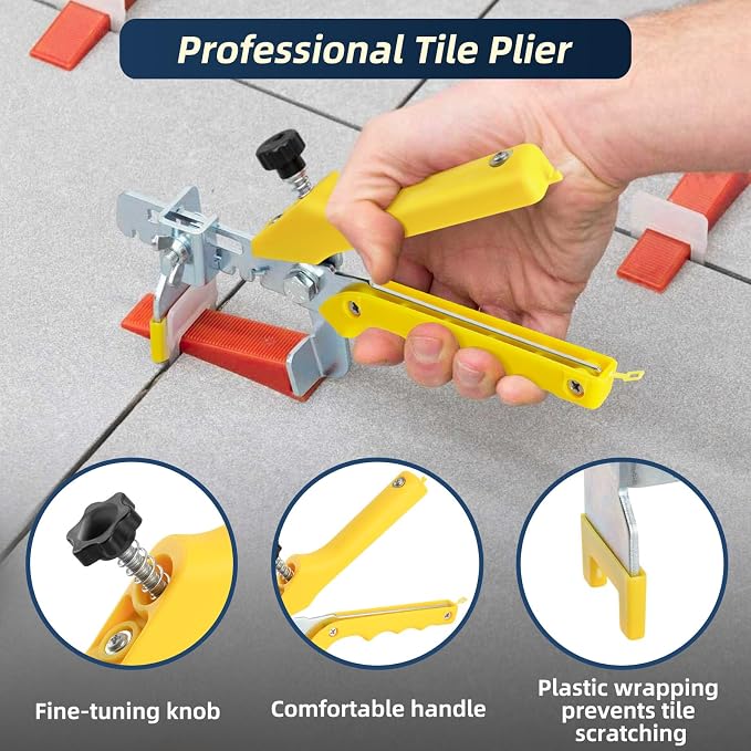 Tile Leveling System with Plier and Rubber Mallet, Leveler Tool Set - Image 6