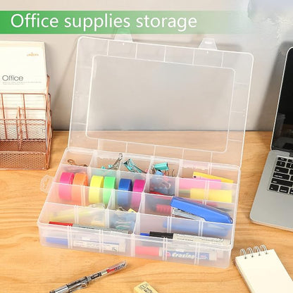 Large 24 Grids Plastic Organizer Box Adjustable Dividers, Art DIY Crafts - Image 7