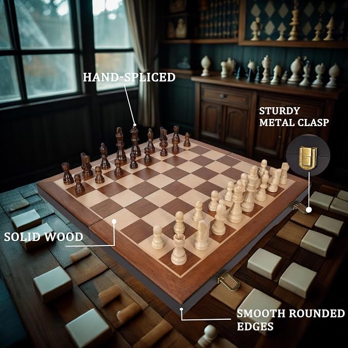 Magnetic Wooden Chess Set 15" Unique Chess Board Game - Image 5