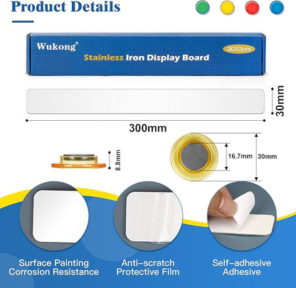 Wukong 10 Pack | 30x3cm Magnetic Stainless White Boards Strips, Adhesive - Image 3
