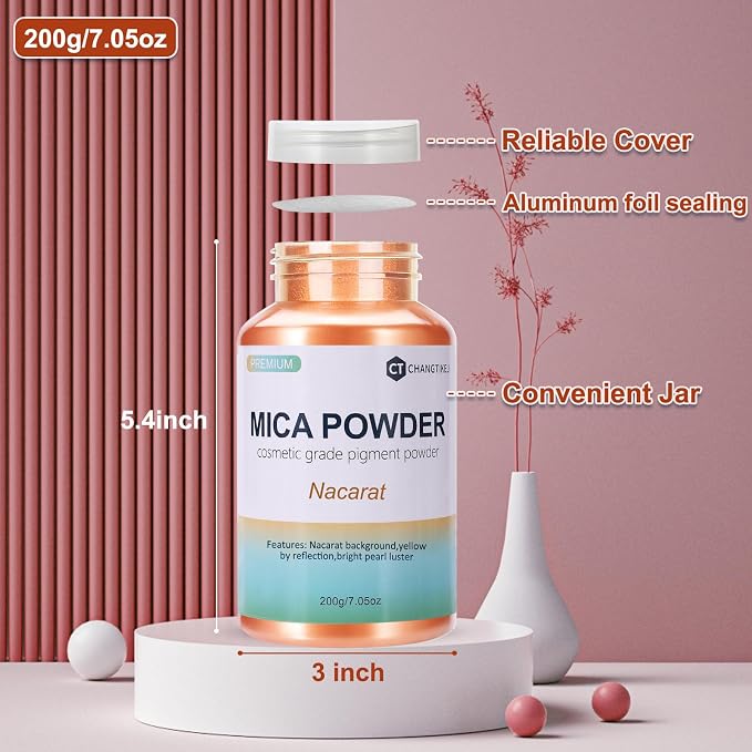 Mica Powder, 7.05OZ（200g）, Nacarat Mica Powder Pigment - Image 3