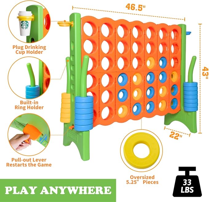 Oversized 4 in a Row Connect Game+Waterproof Carry Bag, Included-4 ft X 3.5 ft - Image 5