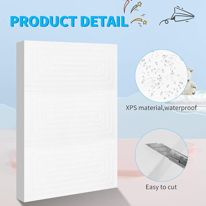 LuckyFoam White 4 Pack 12x7.5x1 inch Foam Sheets 1 Inch Thick Polystyrene - Image 4