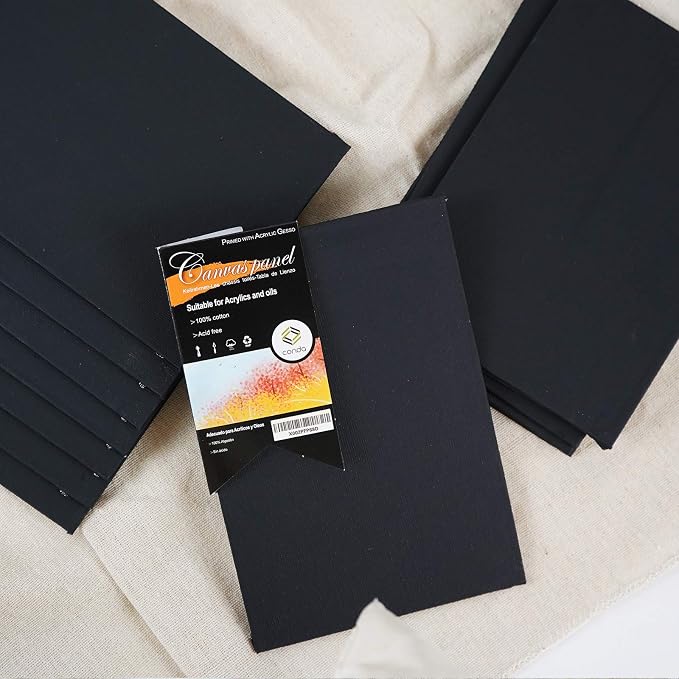 CONDA Black Canvases for Painting 9x12 inch, 100% Cotton Acid-Free, 8 oz - Image 6