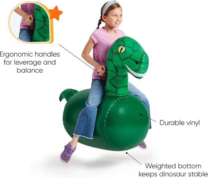 Hearthsong Hop N Go Inflatable Dino Riding Bouncy Hopping Toys - Image 4