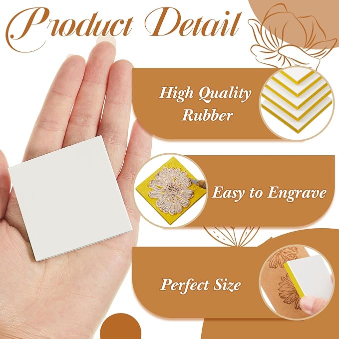 Frienda 24 Pcs 2" x 2" Rubber Carving Blocks Linoleum Blocks - Image 3