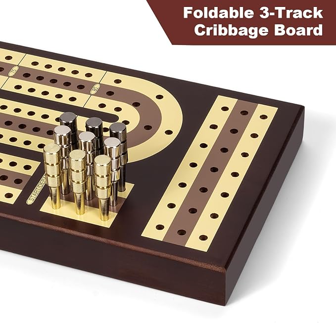 Foldable Wooden Cribbage Board Set - Image 3