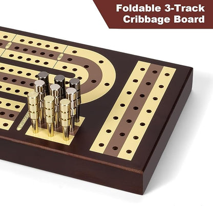 Foldable Wooden Cribbage Board Set - Image 3