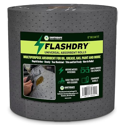 FlashDry - Universal Spill Absorbent Roll | 15” in x 144' ft Oil and All by FLASHDRY