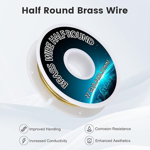 Extra Long 22 Gauge Half Round Brass Wire 0.64x0.32mm - Image 2