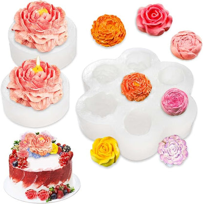 3 PCS Rose Flower Silicone Molds, Flower Candle Molds by Acxydm