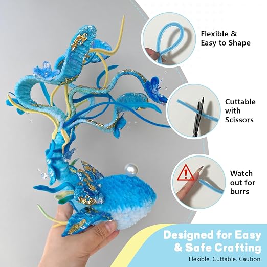 Pipe Cleaners Craft 500PCS 5 Colors Blue Pipe Cleaners Bulk 30CM Limpia Pipas - Image 5