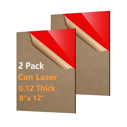 2 Pcs Red Acrylic Sheets for Laser Cutting Thick 3mm 8x12x1/8In Red Acrylic by Polvtor