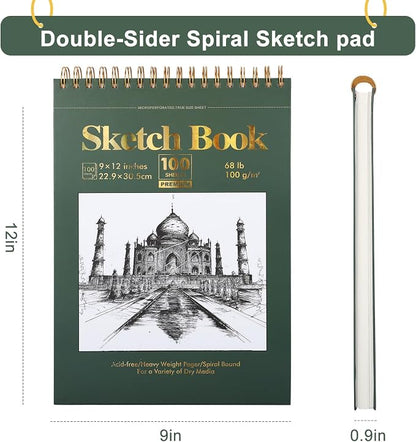Ddaowanx 9" x 12" Sketch Book, 100 Sheets Spiral Bound Art Sketchbook, Acid - Image 2
