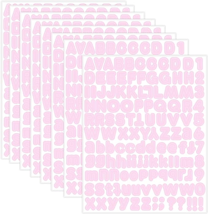 Starboling Pink Alphabet Stickers, 1/2 inch, 10 Sheets, Self-Adhesive Vinyl by Starboling