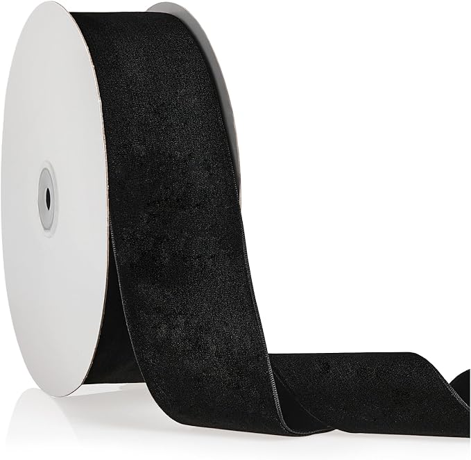 2" X 20 Yards Black Velvet Ribbon by Bomybaw