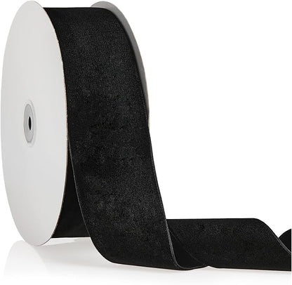2" X 20 Yards Black Velvet Ribbon by Bomybaw
