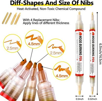 Teexpert Wood Burning Gel Pen Kit, 4 OZ Paste, 2 Double-Sided Scorch Pens - Image 3