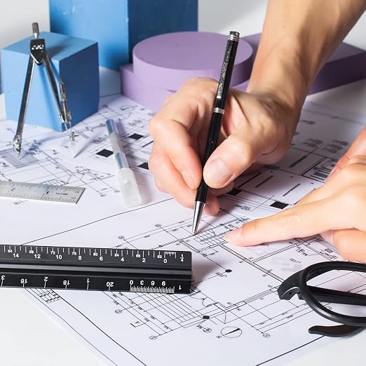 Architectural Scale Ruler Set, 2 Pack 12 Inch Aluminum Architect Ruler - Image 6