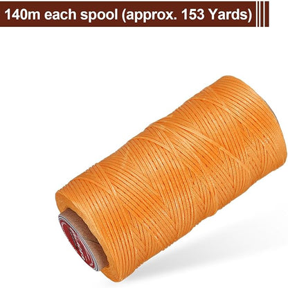 uxcell Flat Leather Sewing Waxed Thread, 140m / 153 Yards Polyester Wax String - Image 3