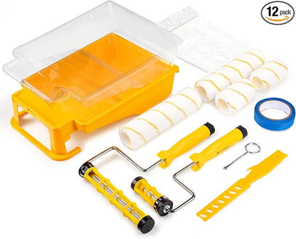 VOOMEY 12 PCS Paint Roller Kit, Deep Grooved Foot Paint Tray, Paint Tray Liner by VOOMEY