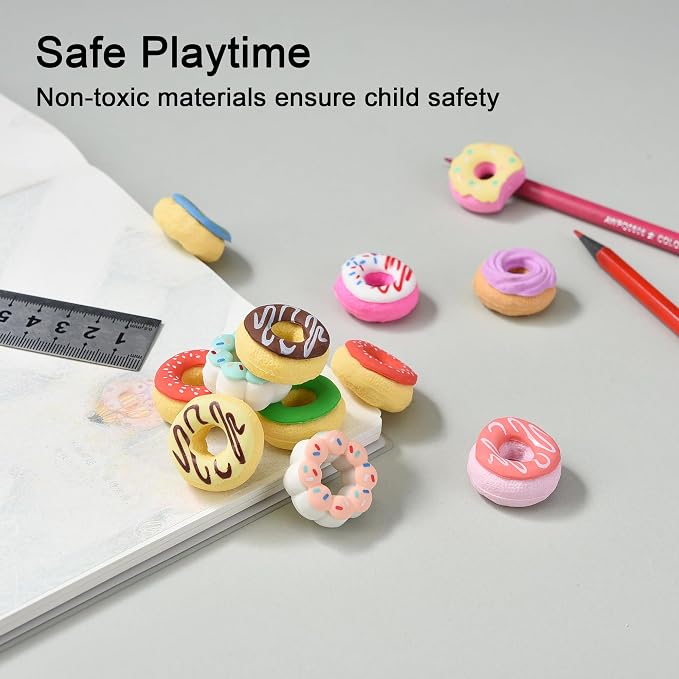 HILAZA Donut Erasers for Kids Bulk, 24 Pieces 3D Cute Fun Food Erasers for - Image 5