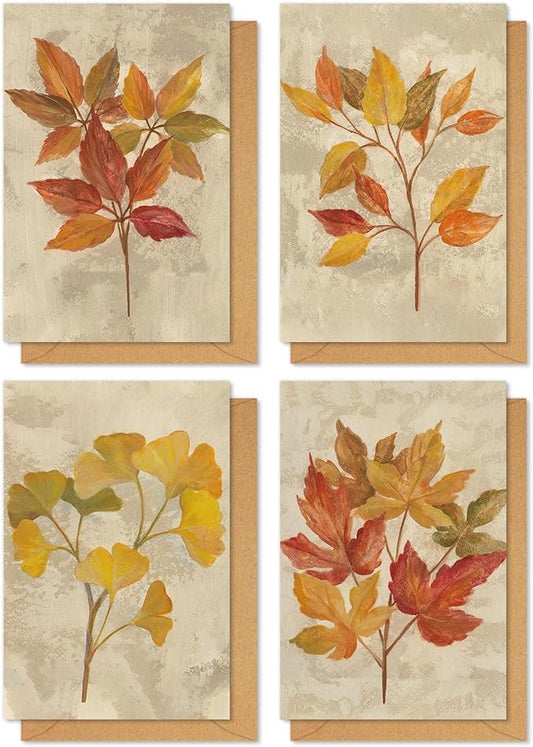 Whaline 32 Pack Fall Greeting Cards Retro Autumn Leaves Note Cards by Whaline