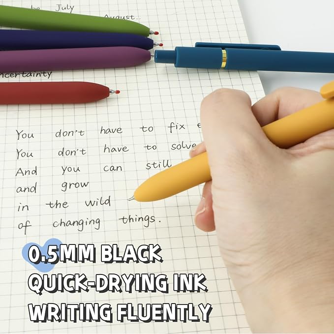 6 Pcs Gel Pens 0.5mm Quick Dry Black Ink Pens Fine Point Smooth Writing Pens - Image 3