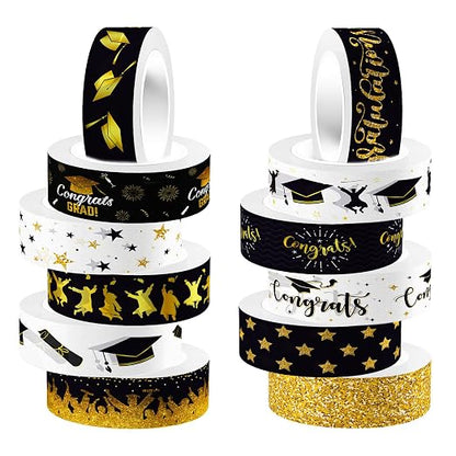 12 Rolls Graduation Washi Tape, Congratulations Grad Cap Decorative Paper by Unknown