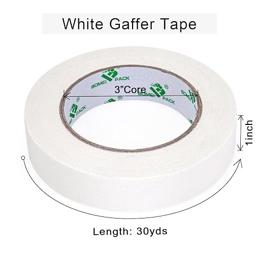BOMEI PACK White Gaffer Tape, Matte Non-Reflective, 1inch x 30yds No Residue - Image 3