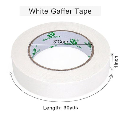 BOMEI PACK White Gaffer Tape, Matte Non-Reflective, 1inch x 30yds No Residue - Image 3